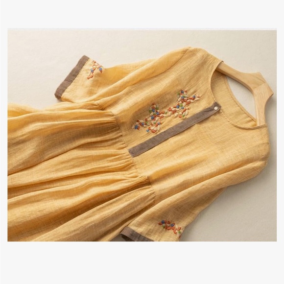 Women’s Boho floral embroidery swing dress - Picture 2 of 6